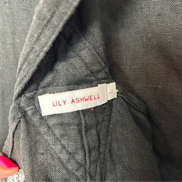 Lily Ashwell Linen Overalls Jumpsuit Slim Leg Black - Picture 7 of 8